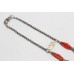 Traditional Necklace 925 Sterling Silver beads red coral stone P 371